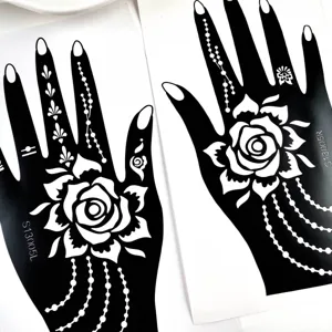 Henna Tattoo Schablone hohles Spray Template Rosenblüte Indischer Stil Party Aufkleber
