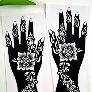 Henna tattoo stencil sticker black hand floral pattern DIY body art temporary sticker tool