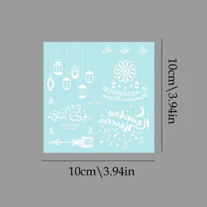 Autocollant de tatouage temporaire imperméable Ramadan henné blanc art corporel décors 10x10cm