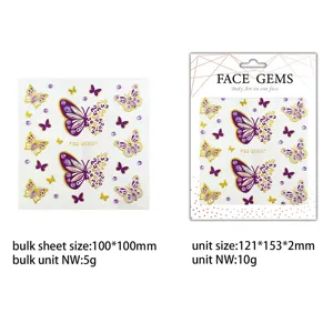 Butterfly face gems rhinestone face stickers festival party makeup body crystal jewels