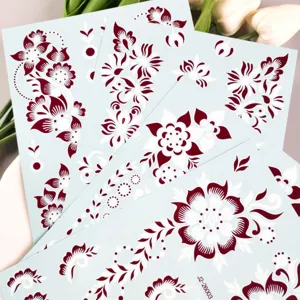 Blumen temporäre Tattoo-Sticker, retro Henna Stil wasserdichte Körperkunst Abziehbilder.