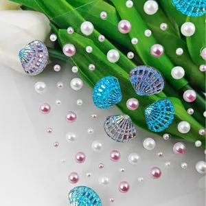 Pegatinas de diamantes de imitación para la cara de concha perlas fiesta festival maquillaje
