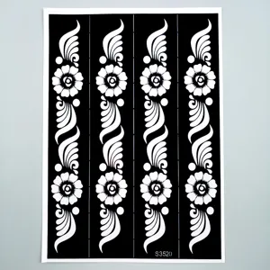 Modele de pochoir de tatouage au henne design floral vintage pour autocollant d'art corporel