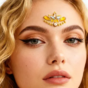 Gema cara loto oro adhesivo frente festival fiesta maquillaje brillante cristal cuerpo.