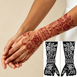 Rosen Henna Hand Tattoo Schablone Vorlage Braut Mehndi Hohl Airbrush Temporäre Tattoo Sticker Körperkunst