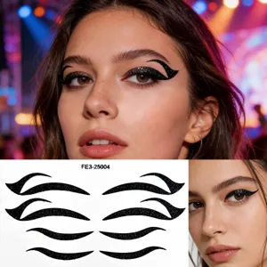 Adesivi per Eyeliner Glitter Nero Decalcomanie per Trucco Occhi Autoadesive Adesivi Sparkle per Festa di Festival Donna
