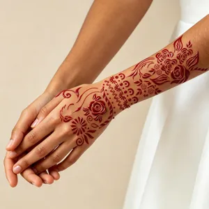 Lange Rosen Henna Hand Tattoo Aufkleber Vorlage brautliche Mehndi Blumen Kunst Design