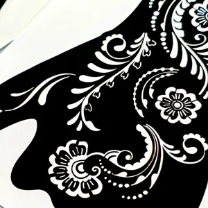 Αυτοκόλλητο στένσιλ τατουάζ χέννας με vintage floral σχέδιο για ινδικό γάμο.