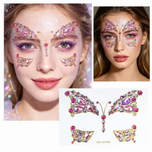 Butterfly Face Rhinestone Stickers Crystal Body Gems Face Jewels For Music Festival Party Stage Makeup Decor