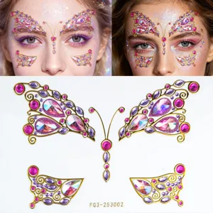 Festival face rhinestone stickers butterfly crystal gems for party makeup stage decoration