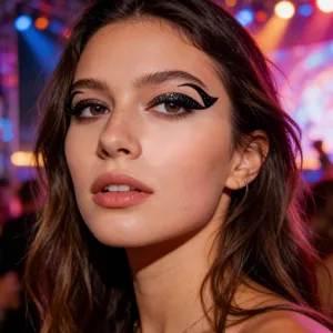 Adesivi per eyeliner grafico nero glitterato autoadesivi per trucco festival e palcoscenico.