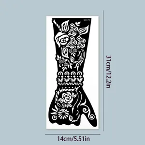 Henna Hand Tattoo Schablone Rosen Blumen Mehndi Hohl Airbrush Vorlage 31x14cm Sticker