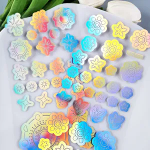 Holographic face body tattoo stickers colorful stars flowers festival party decor