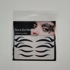 Adesivo per viso e occhi nero glitterato autoadesivo per trucco da festa e festival.