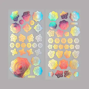 Holographic sticker detail showing colorful sun and star patterns for body and face decor.