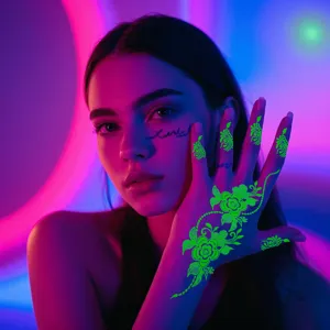 Leuchtende fluoreszierende temporäre Tattoos für Musikfestival Partys und coole Körperkunst.