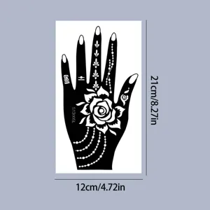 Henna Tattoo Schablone Rose Blume Hand Design Körperkunst DIY Malerei Werkzeug 21x12cm