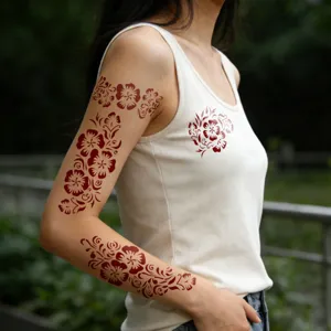 Etnische bloemige henna tatoeage sjabloon sticker voor arm en lichaam kunst decoratie.