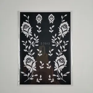 Rose floral henna tattoo stencil sticker template body art reusable hollow painting tool
