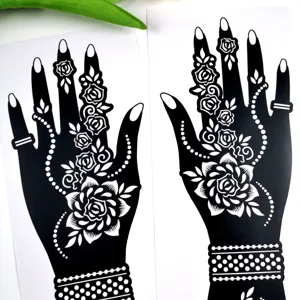 Henna tattoo stencil template for hand arm back, waterproof DIY body art sticker design.