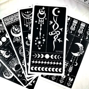 Cross-border henna tattoo stencils, reusable black hollow waterproof juice tattoo template paper