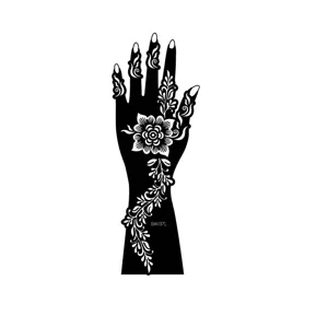 Henna flower hand tattoo sticker temporary black floral vine sticker for body art