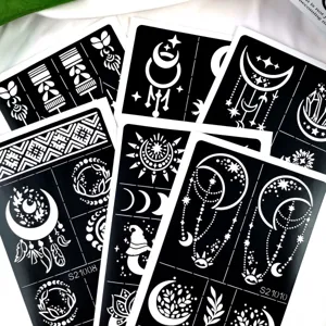 Henna tattoo stencils black and white hollow spray painting reusable waterproof templates