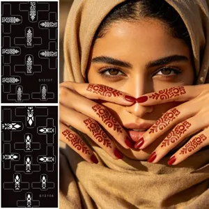 Henna tatoeage sjablonen voor vingers Indiase stijl holle tijdelijke sticker