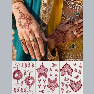 Henna Stil braune temporäre Tattoo Aufkleber für Hand und Körper, wasserdichtes Spitzen Design.