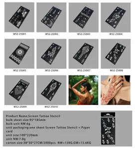 Henna tattoo stencil sticker waterproof temporary body art flower butterfly design 1pc