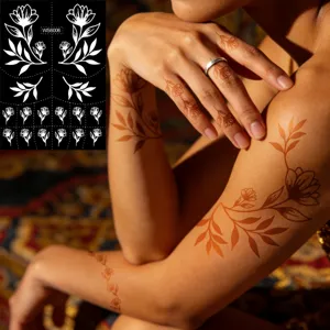 Plantilla de Tatuaje Temporal de Henna Hueca Patrón Fino de Vid Floral Pegatina de Arte Corporal para Fiesta Herramienta de Pintura DIY