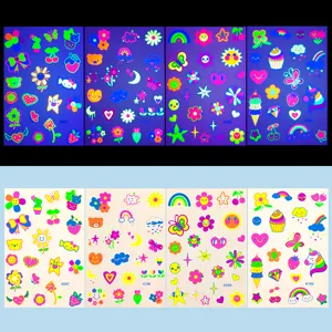 Niños brillan en la oscuridad tatuajes temporales fluorescentes pegatinas lindas impermeables.