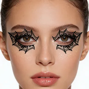 Black lace spiderweb eye stickers temporary face tattoos Halloween party makeup decals
