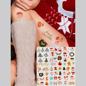Weihnachten Cartoon wasserdichte temporäre Tattoo Aufkleber für Kinder Party Dekoration.