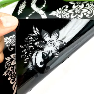 Black floral temporary tattoo sticker, vintage boho henna body art design for daily wear.