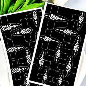 Indian style henna tattoo stencil sticker, black and white hollow temporary body paint tool.