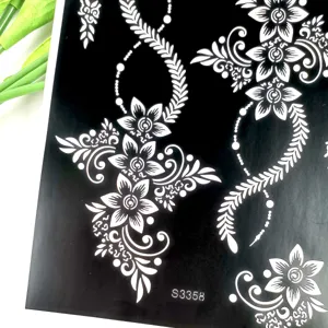 Floral vine temporary tattoo sticker sheet henna style body art transfer design model S3358
