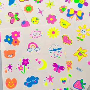 Niños pegatinas de tatuaje fluorescente impermeable luminoso lindo dibujos animados