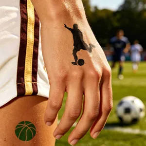Waterproof soccer player silhouette temporary tattoo sticker for men and women sports style.
