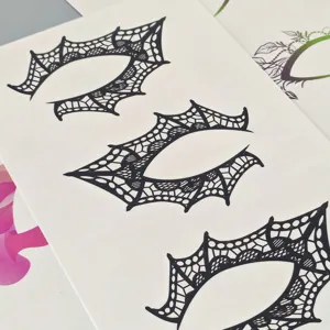Black lace eye shadow temporary tattoo sticker eye makeup decorative sticker detail view