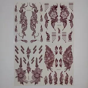 Wasserdichte Henna Tattoo Aufkleber rotbraun spitze blumen blüten körperkunst design