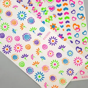 Kinder fluoreszierende Tattoos bunte wasserdichte Blumen Herzen Aufkleber Party.