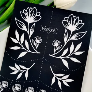 Plantilla de tatuaje pegatina diseño floral líneas finas arte corporal temporal WS6006