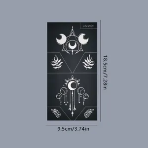 Feuille d'autocollants de tatouage temporaire géométrique céleste avec des motifs de lune.