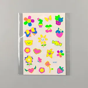 Ninos pegatinas de tatuaje fluorescentes coloridas impermeables fiesta arte corporal