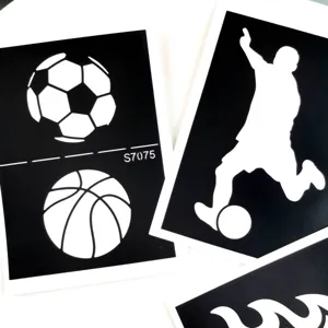 Football basketball silhouette tattoo template stencil sticker set for body art design.