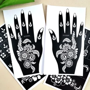 Plantillas de tatuaje de henna adhesivo mano floral arte corporal nupcial temporal diseño