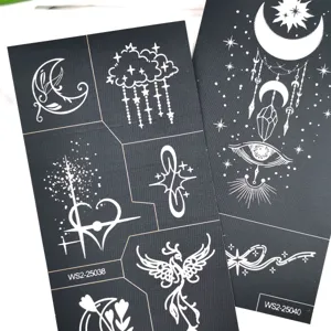Autocollants de tatouage temporaire blanc imperméable visage bras art corporel jolis décors