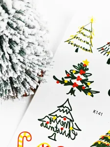 Wasserdichte Weihnachts-Cartoon temporäre Tattoos für Kinder Party Gesicht Dekoration Aufkleber
