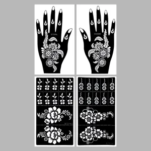 Plantillas de tatuaje de henna pegatinas autoadhesivas para arte corporal y pintura de novia.